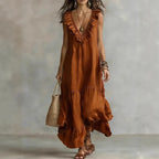 V-neck large swing dress