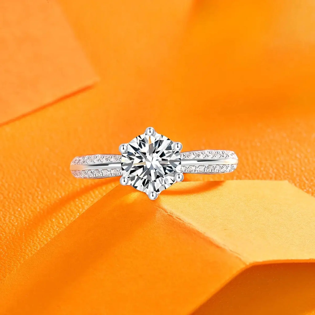 Moissanite Ring 925 Sterling Silver 18K Gold Plated