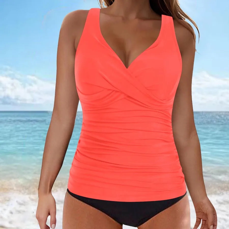 V-neck Adjustable Shoulder Strap Tankini