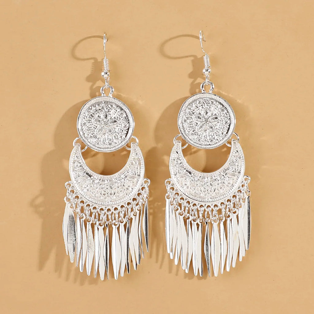 Metal Tassel Carved Women's Earrings