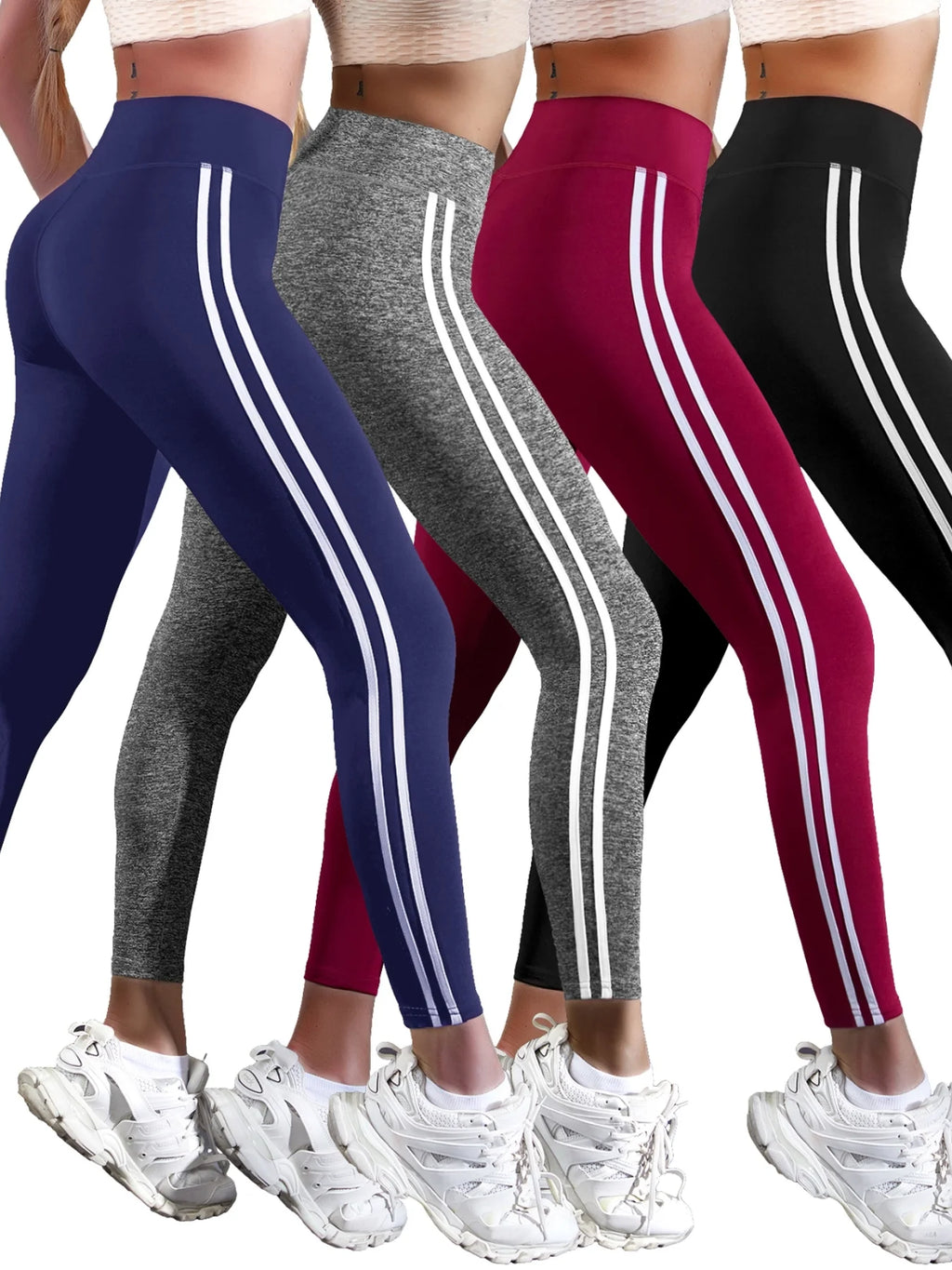 Casual Sports Side Stripe Pants High Waist
