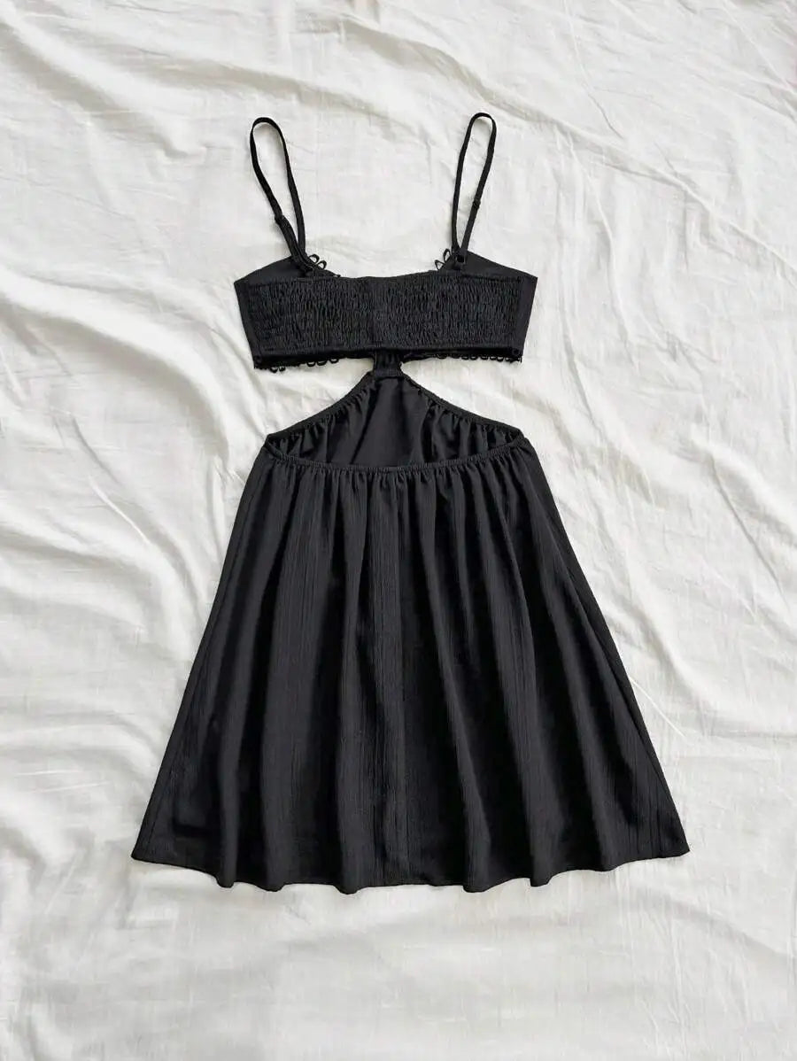 Black Cut-Out Spaghetti Strap Dress