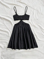 Black Cut-Out Spaghetti Strap Dress