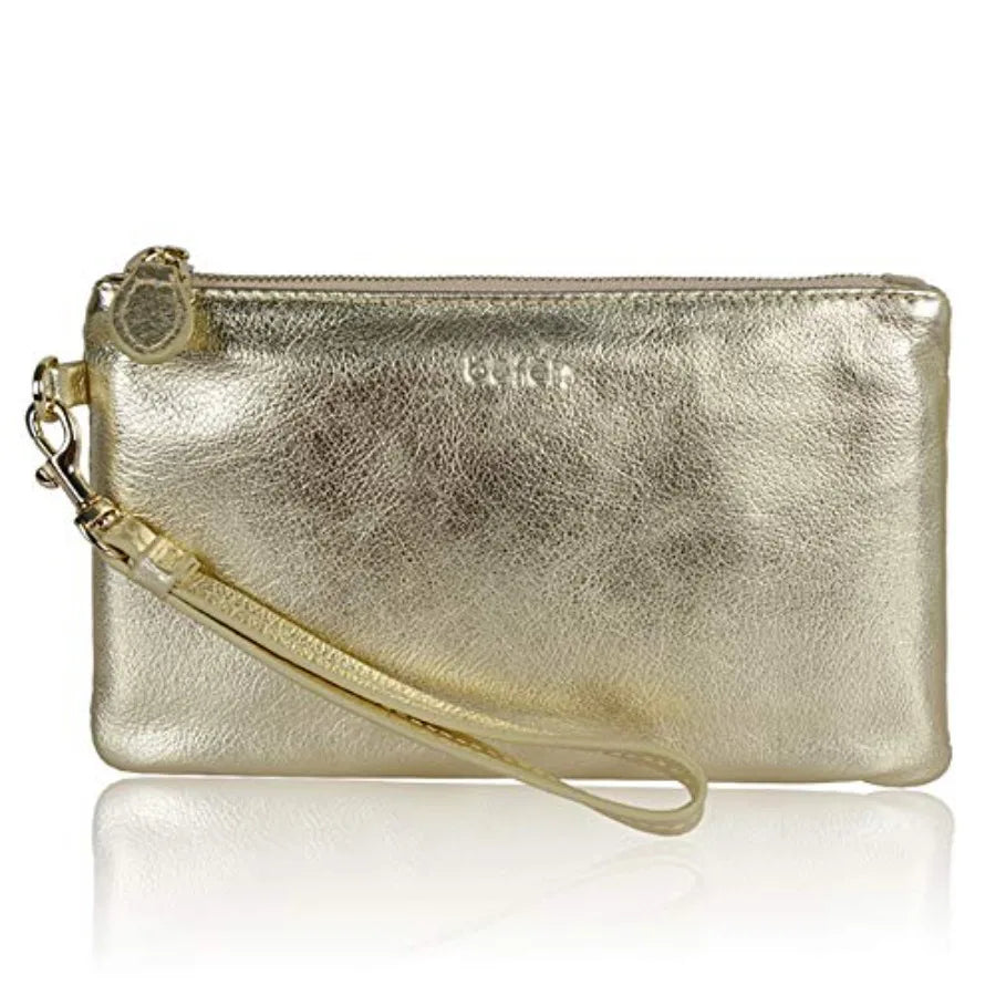 Genuine Leather Wristlet Clutch