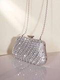 Diagonal Rhinestone Sequins Clutch Luxury Purse