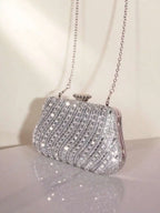 Diagonal Rhinestone Sequins Clutch Luxury Purse