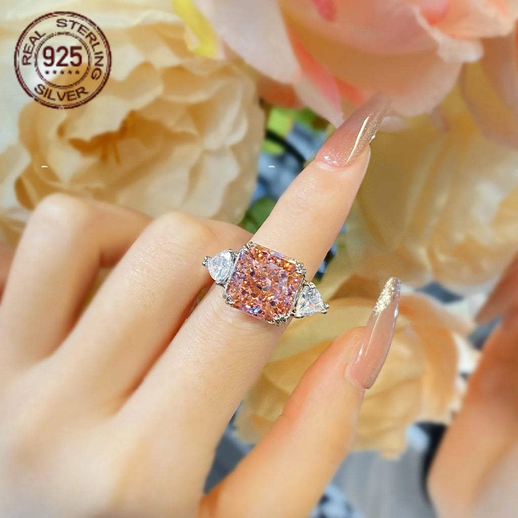 Square Ice Flower Cut  925 Silver Rings