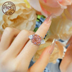 Square Ice Flower Cut  925 Silver Rings