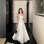 French wind pressure pleated design dress