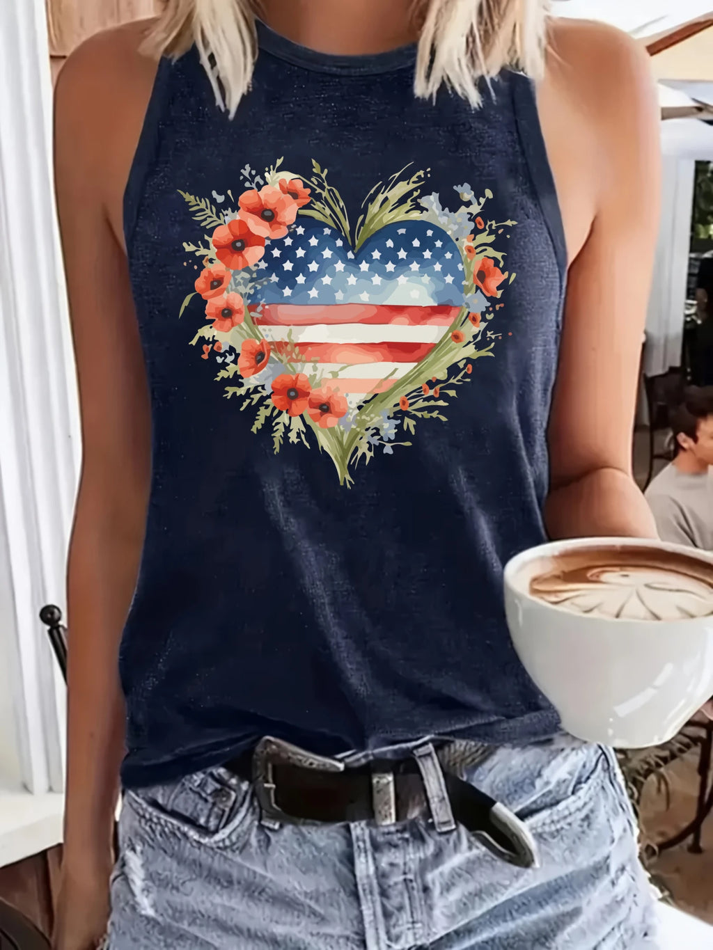 Independence Day plus size women's tank top