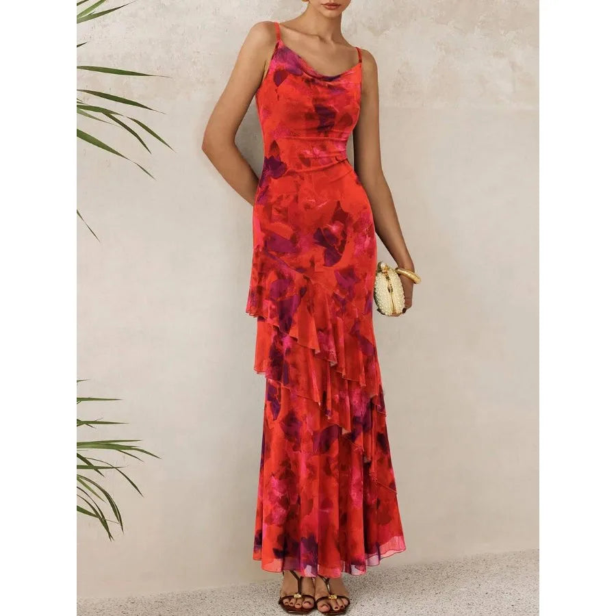 Ruffled Layered Floral Beach Sundress
