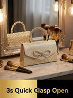 Rhinestone Clutch Purse With Bow