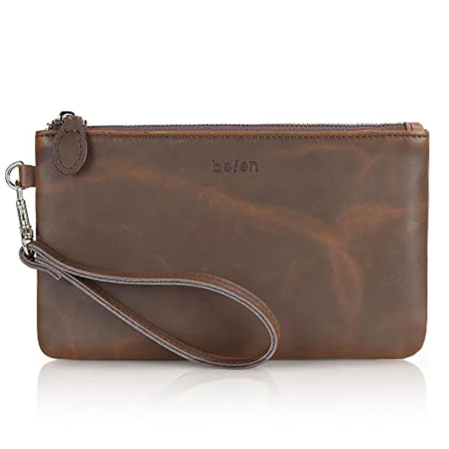Genuine Leather Wristlet Clutch