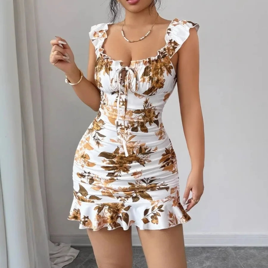Retro Waist Slim Short Dress