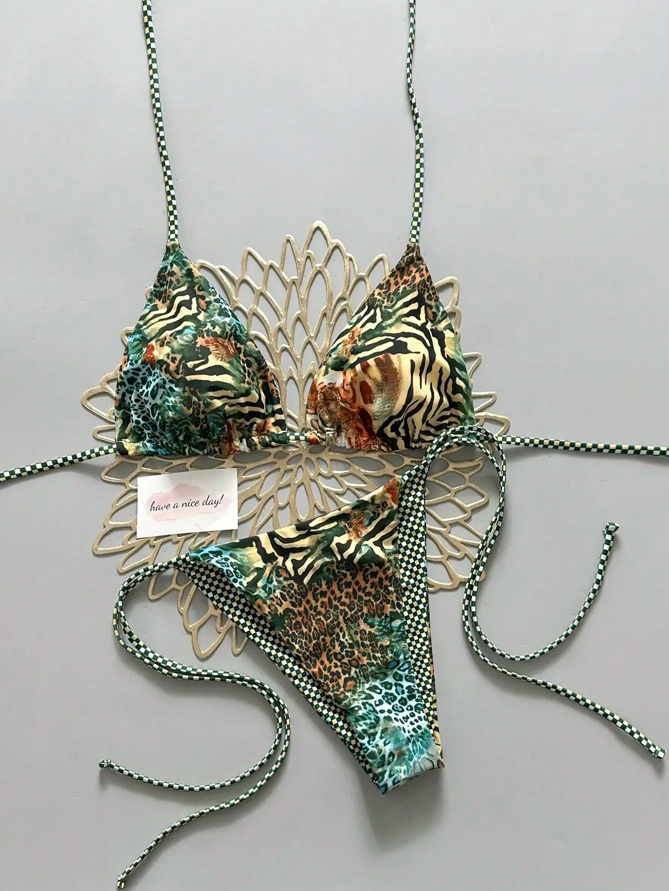 2pcs Retro Floral Bikini