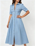 Lapel Shirt Dress