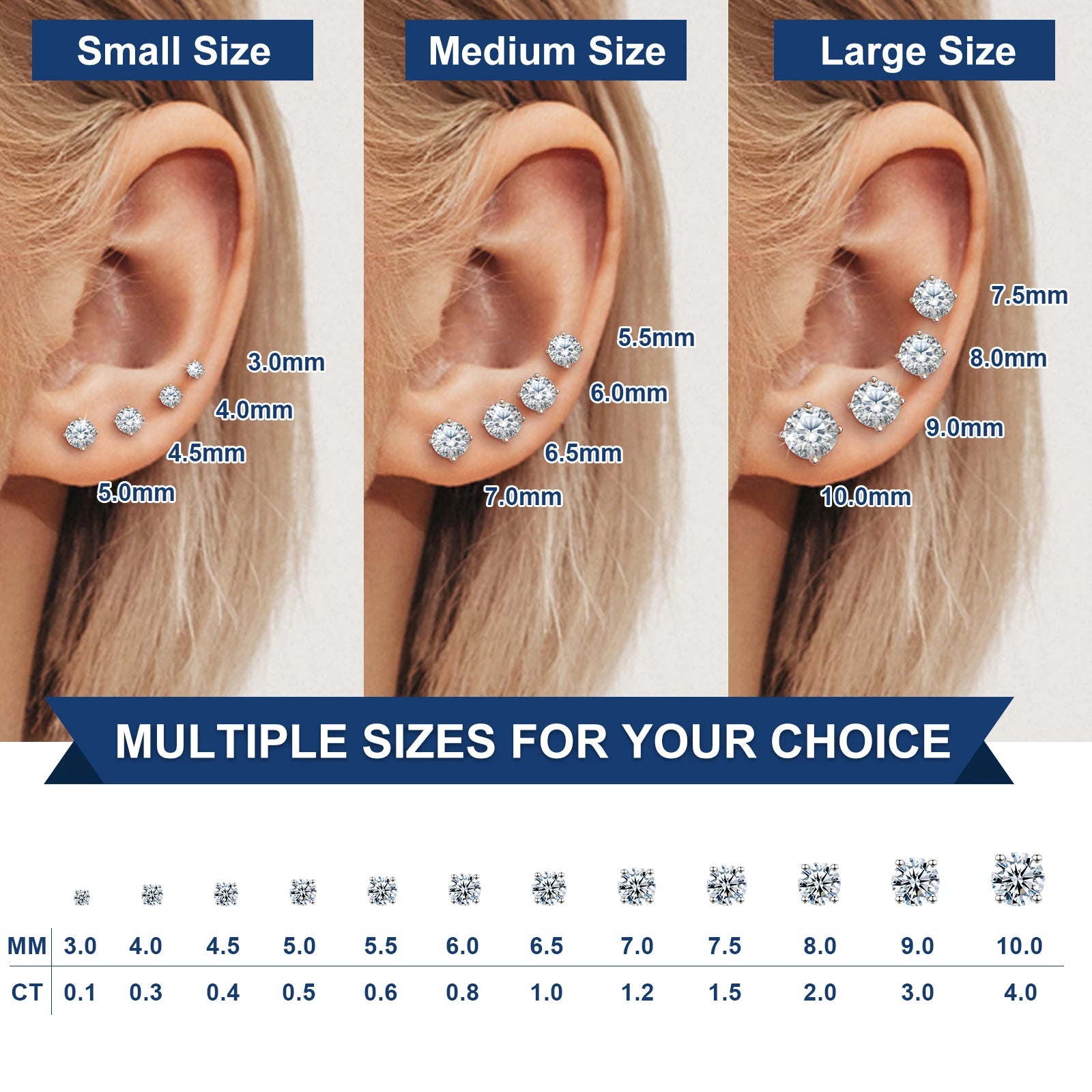 Moissanite Studs Earrings 925 Sterling Silver Gold Plated