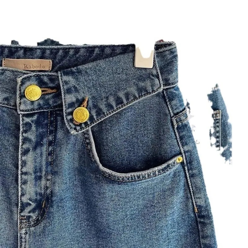 Denim Shorts High-Waisted Loose-Fit