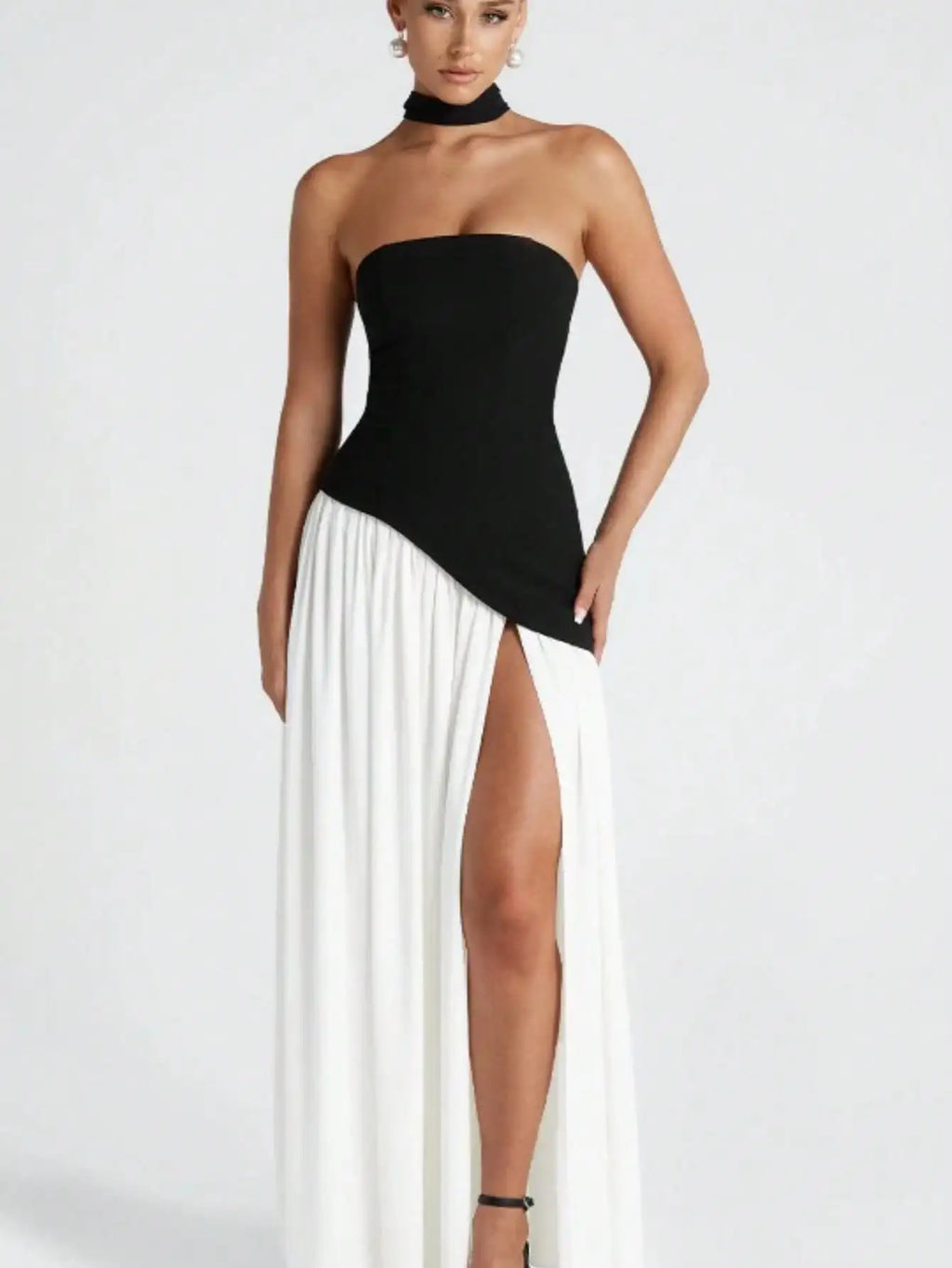 Women Fashion Sexy Solid Halter Dress