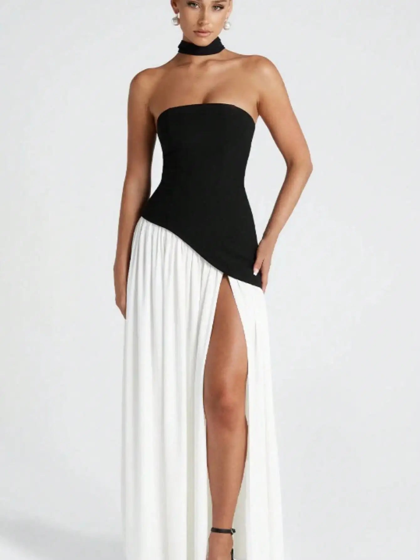 Women Fashion Sexy Solid Halter Dress