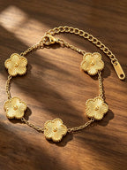 Stainless Steel Women's Clover Bracelet & Bangle Set