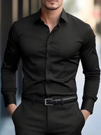 Solid Color Long Sleeve Slim Fit