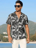 Tropical Palm Leaf Print Hawaiian Shirt