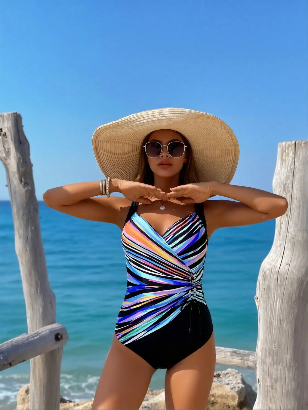 Printed One Piece Bathing Suit