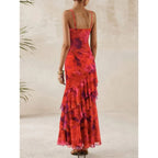 Ruffled Layered Floral Beach Sundress