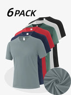 6-Pack Men's Breathable Polyester Crew Neck T-Shirts