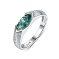 S925 Sterling Silver Green Moissanite Marquise Ring