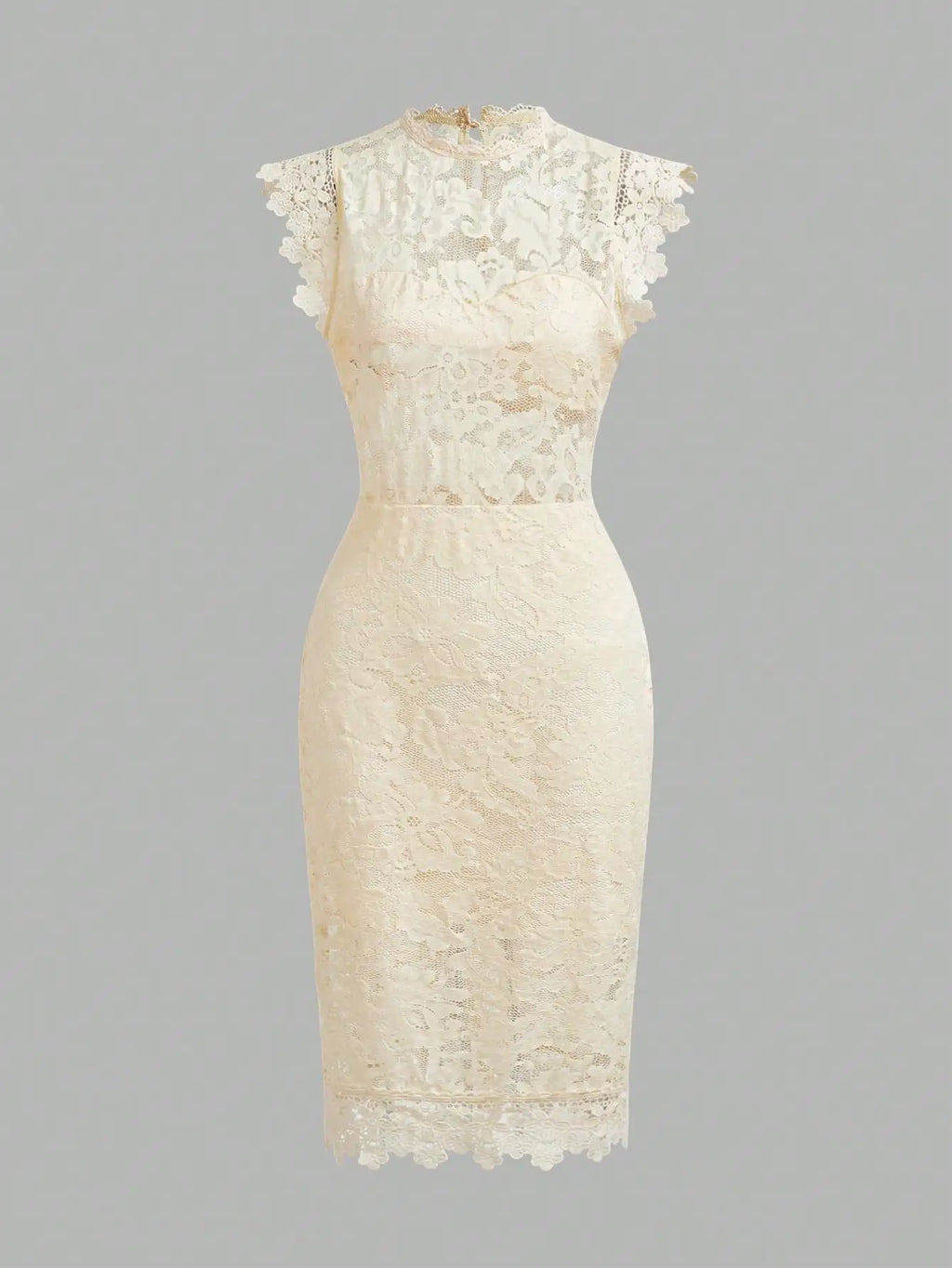Elegant Floral Lace Sheath Dress With Cap Sleeves