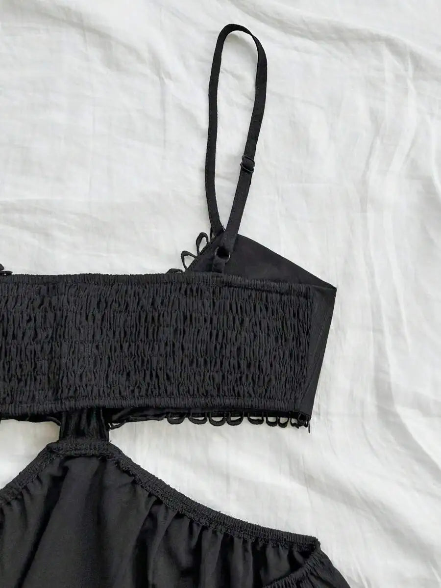 Black Cut-Out Spaghetti Strap Dress