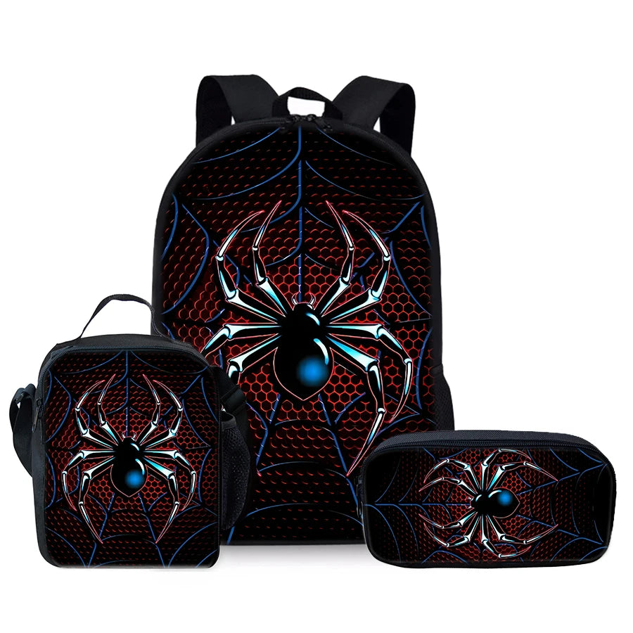 Spider Pattern Three Piece Set Backpack