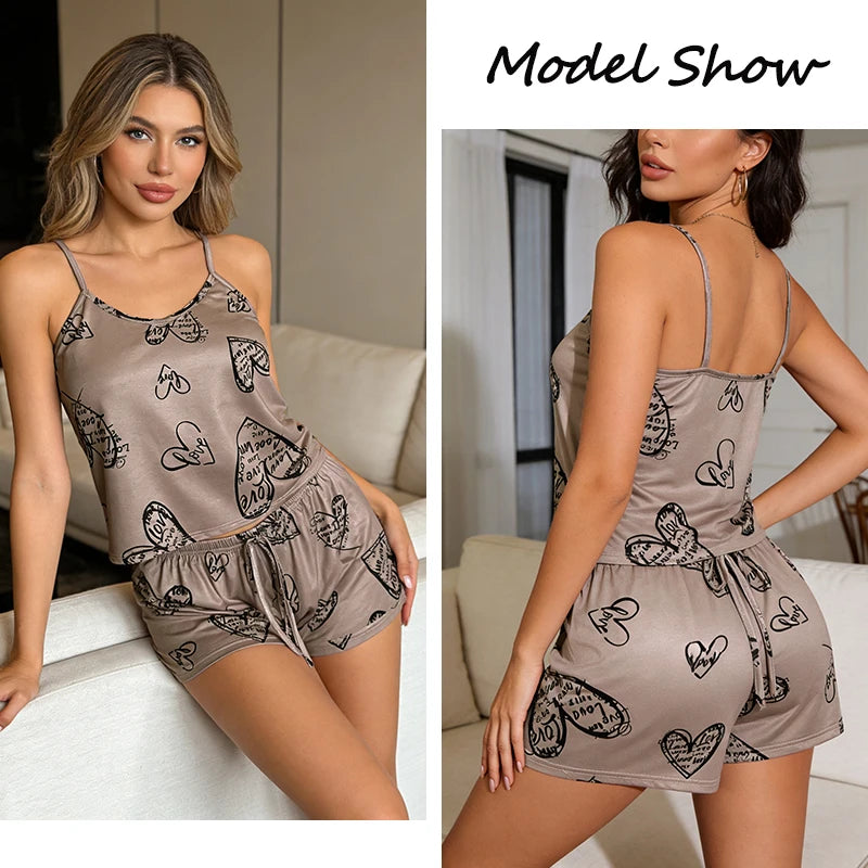 Sleepwear Silk Top and Shorts Sets