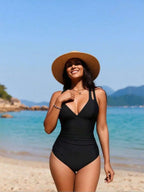 One-Piece Swimsuit With Deep V-Neck