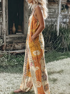 Boho Sunflower Floral Print Jumpsuit