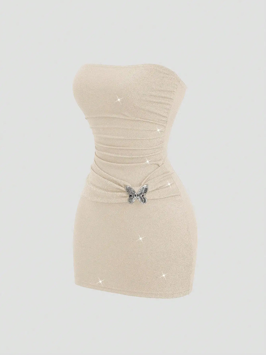 Metallic Thread Bandeau Waist Fitted Mini Dress