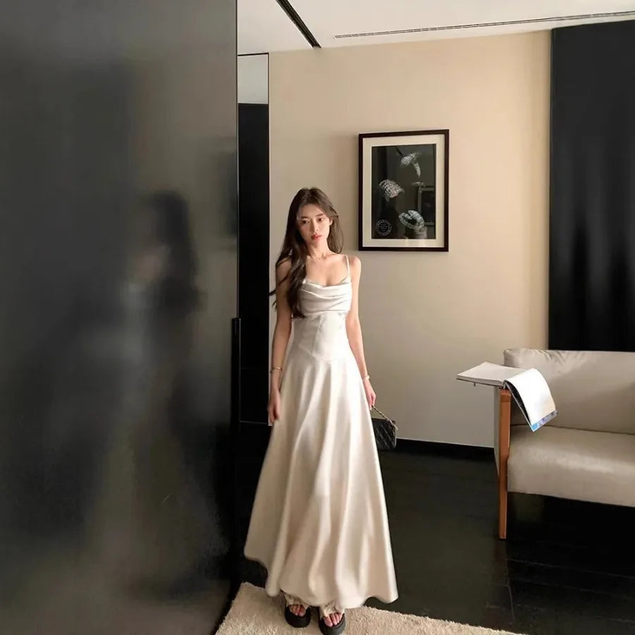 French wind pressure pleated design dress