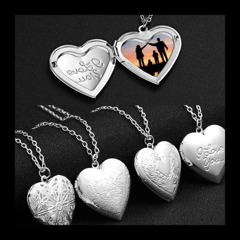 Photo Pendant Necklace Women's Silver Plated