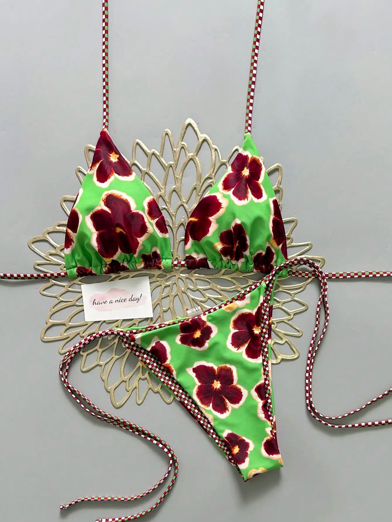 2pcs Retro Floral Bikini
