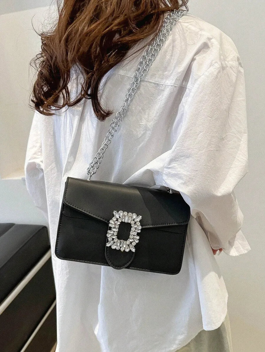 Rhinestone Decor Crossbody Bag