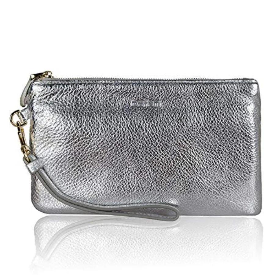 Genuine Leather Wristlet Clutch