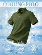 Men's 3 Buttons Polo Shirts Short Sleeve Quick Dry Golf Shirt Performance Polo with Collar Casual Work Athletic T-Shirt