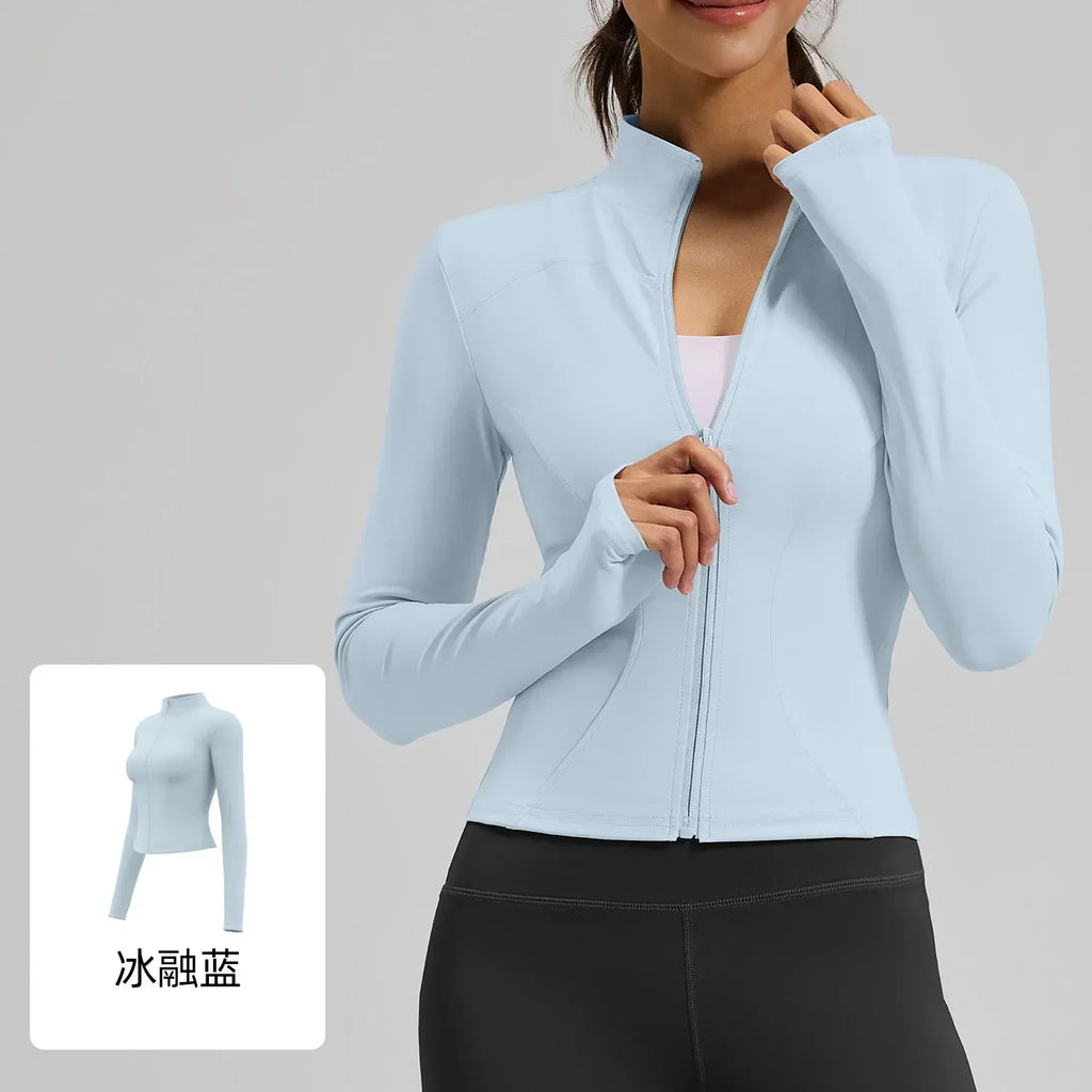 Zipper Long Sleeve Sports Jacket Women Fitness Yoga Shirt Gym Top Activewear Running Coats Push Up Workout Clothes Woman Jacket