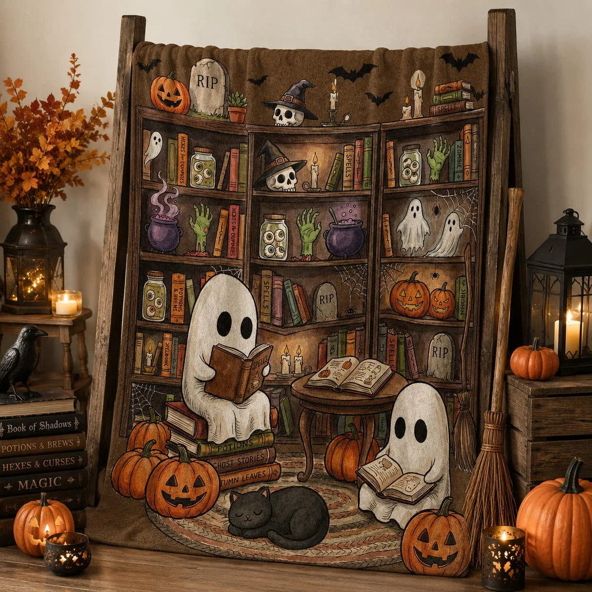 Ghost Reading Blanket for Book Lovers