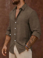 Linen Blend Long Sleeve Casual Shirt