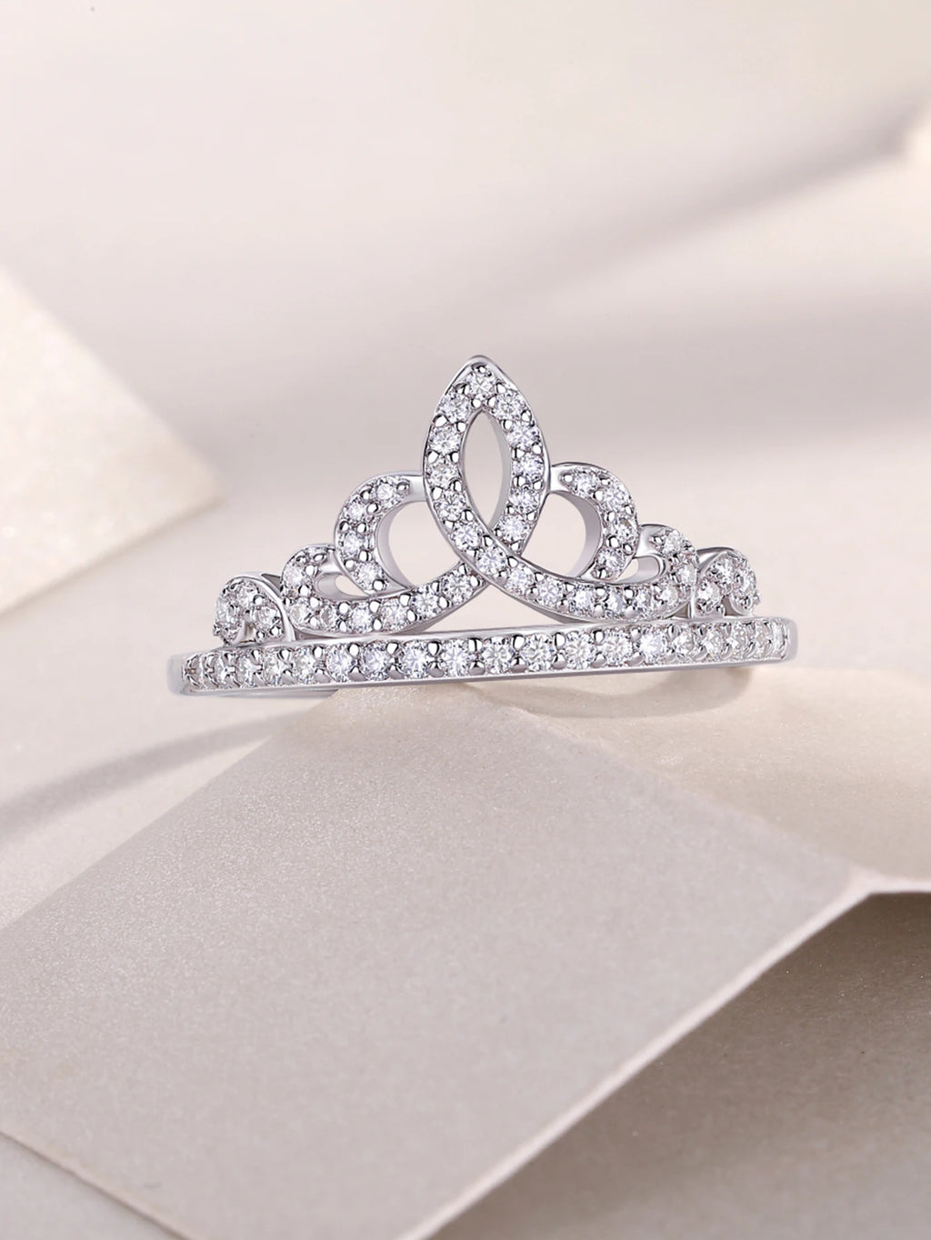 Moissanite Tiara Ring 925 Sterling Silver 18K Gold Plated