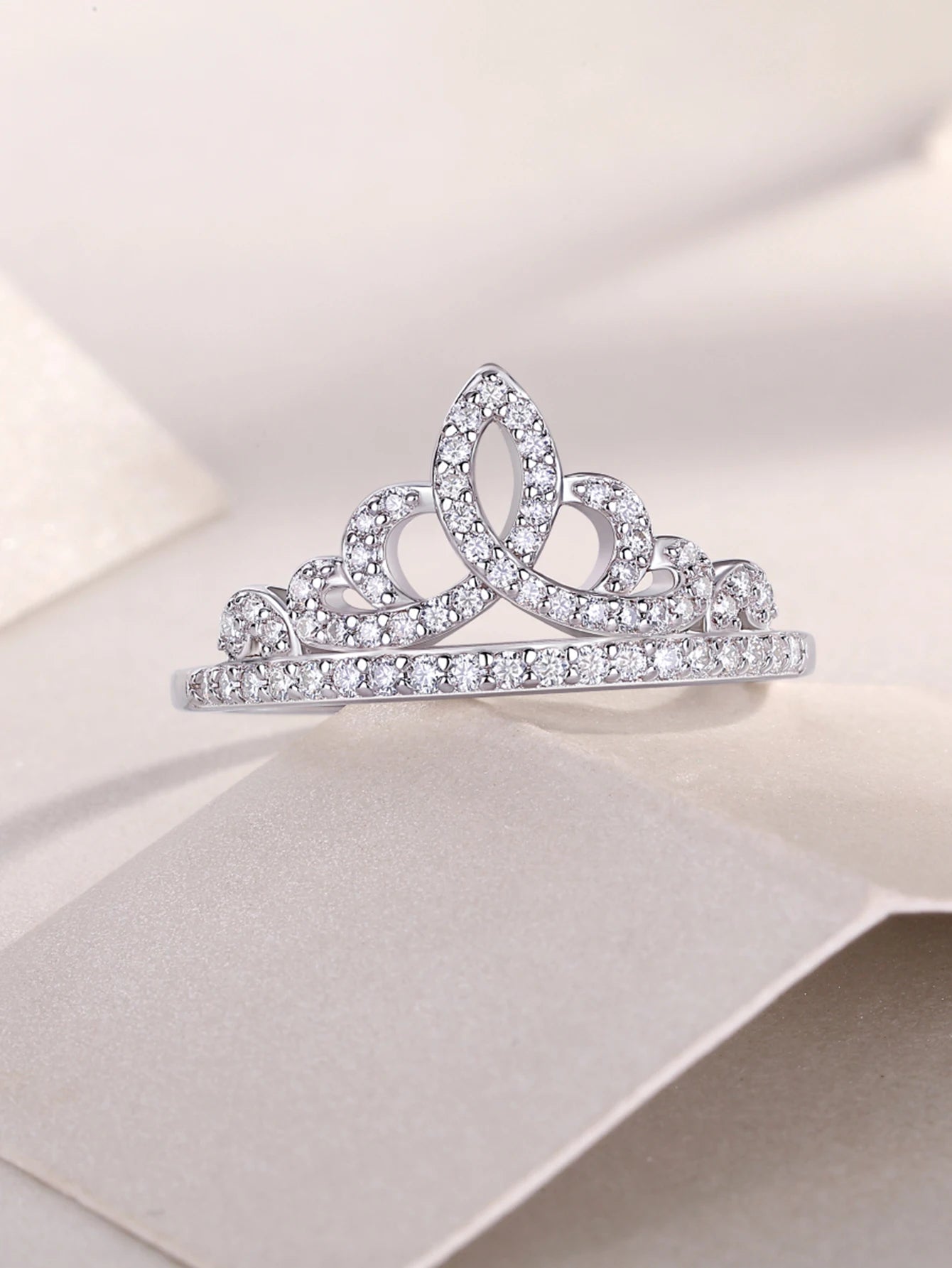 Moissanite Tiara Ring 925 Sterling Silver 18K Gold Plated