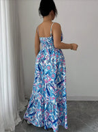 Plus size blue and white floral camisole dress